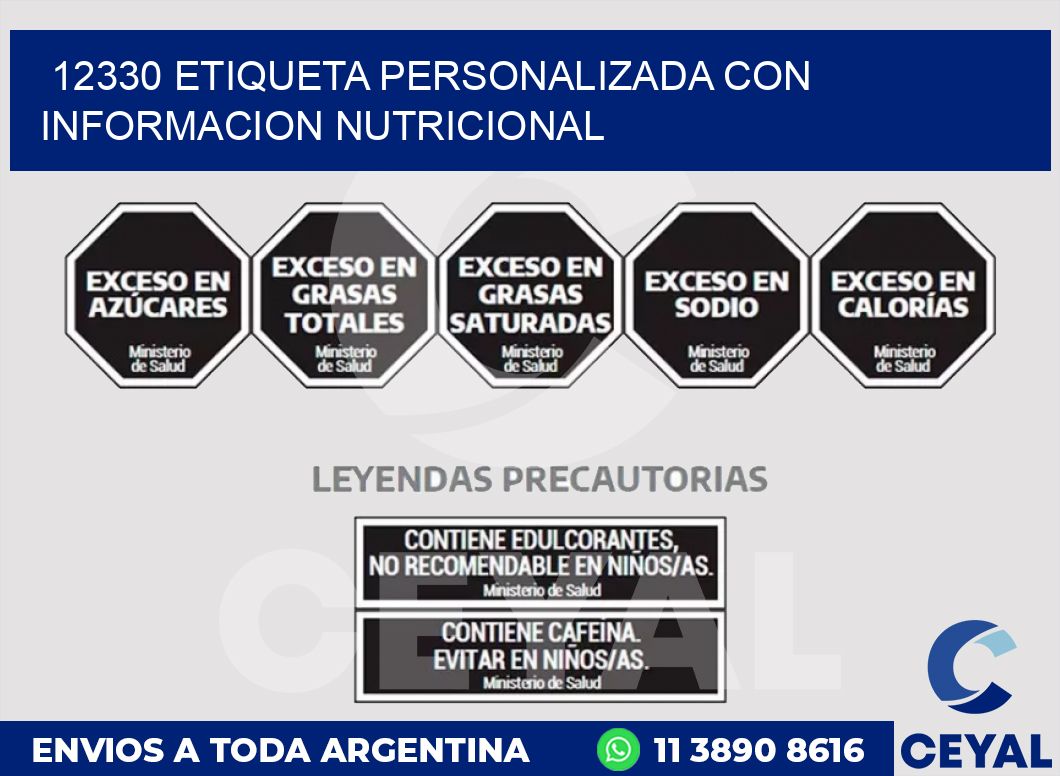 12330 ETIQUETA PERSONALIZADA CON INFORMACION NUTRICIONAL