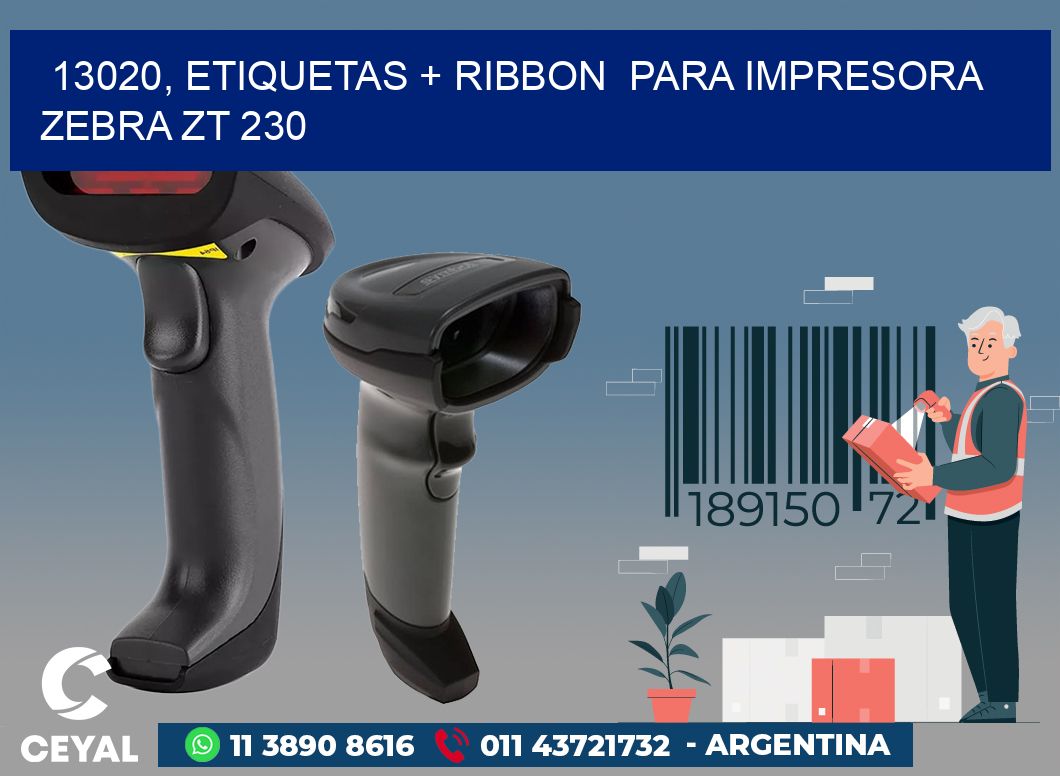 13020, etiquetas + ribbon para impresora zebra ZT 230