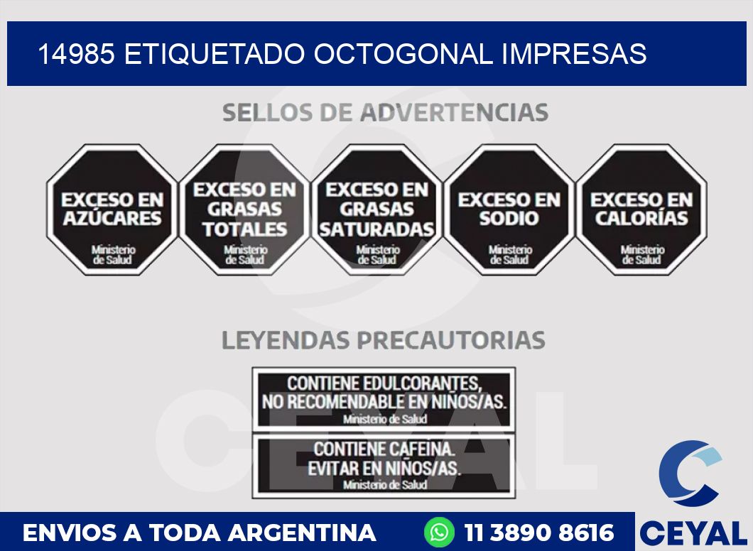 14985 ETIQUETADO OCTOGONAL IMPRESAS