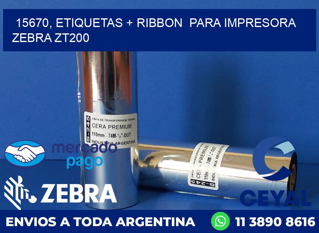 15670, etiquetas + ribbon  para impresora zebra ZT200