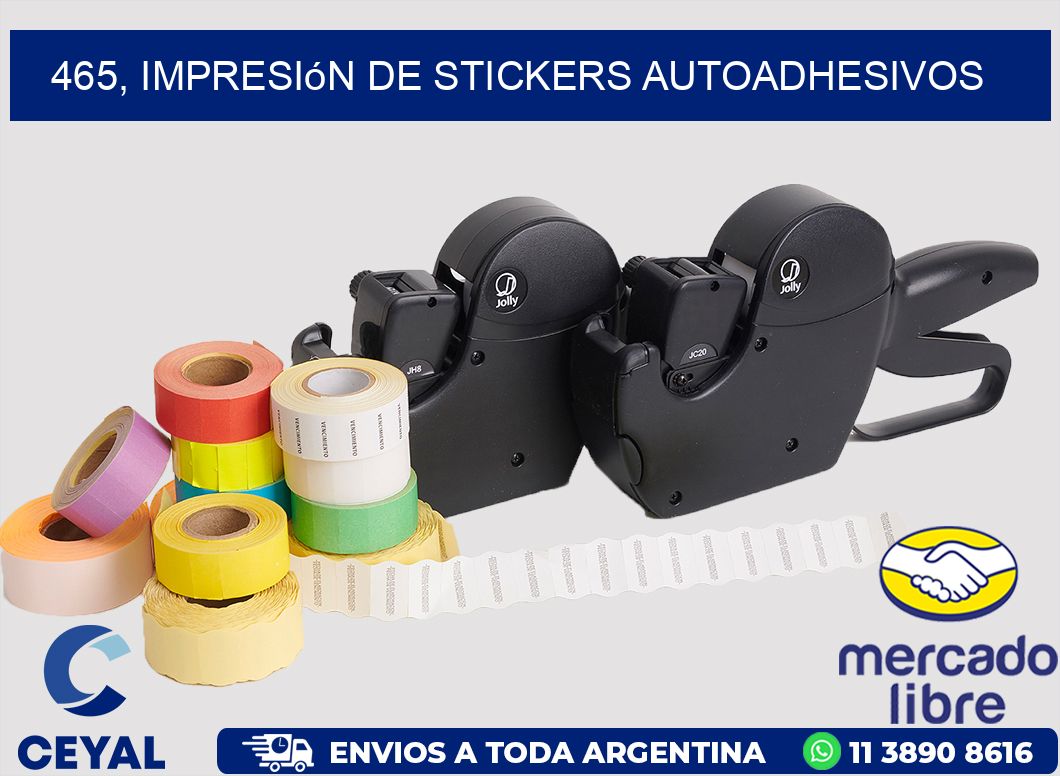 465, impresión de stickers autoadhesivos