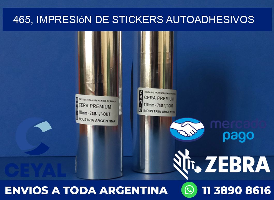 465, impresión de stickers autoadhesivos