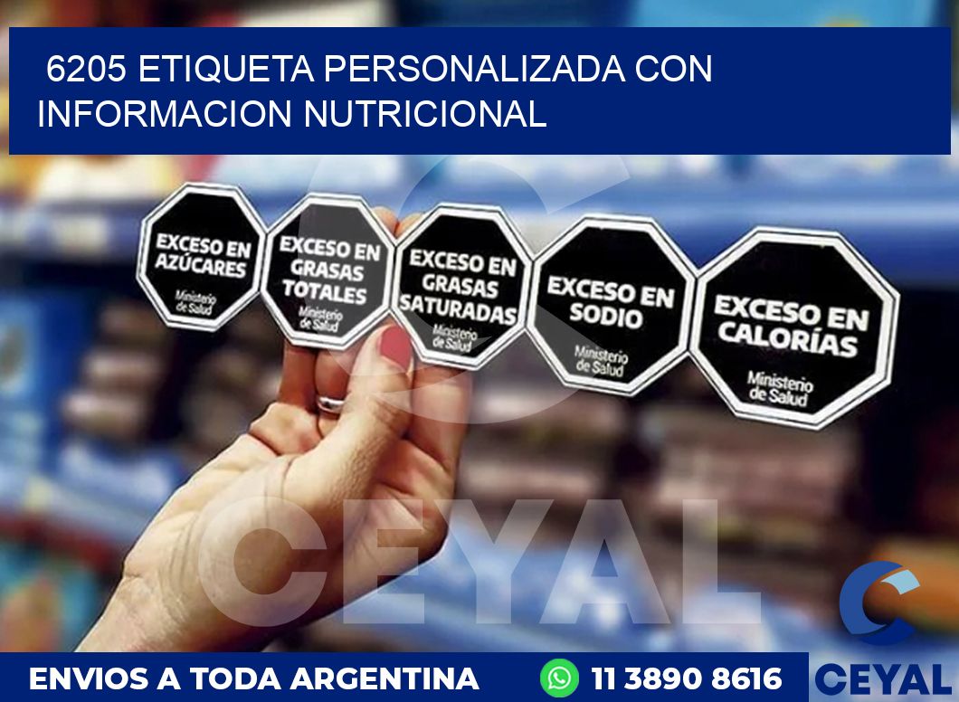 6205 ETIQUETA PERSONALIZADA CON INFORMACION NUTRICIONAL