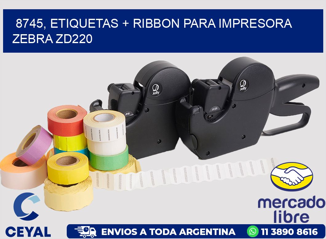 8745, etiquetas + ribbon para impresora zebra zd220