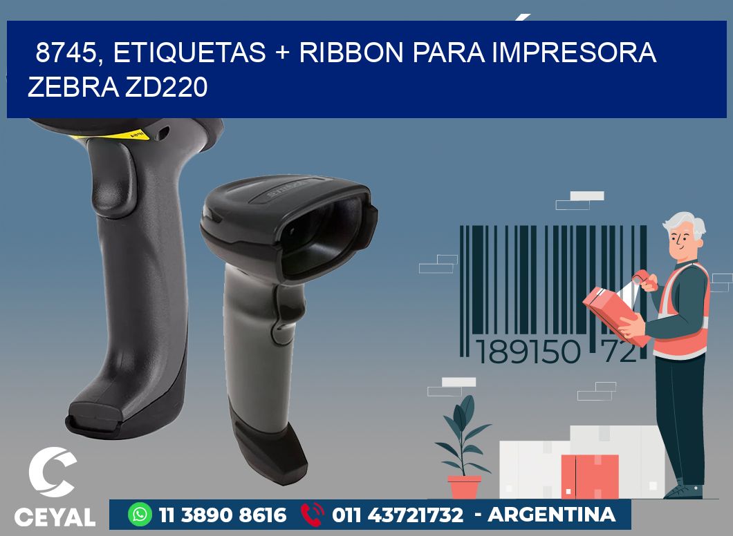 8745, etiquetas + ribbon para impresora zebra zd220