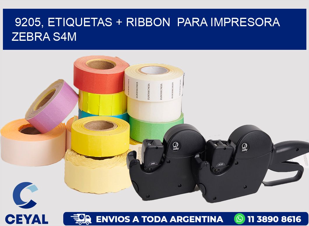 9205, etiquetas + ribbon  para impresora zebra S4M