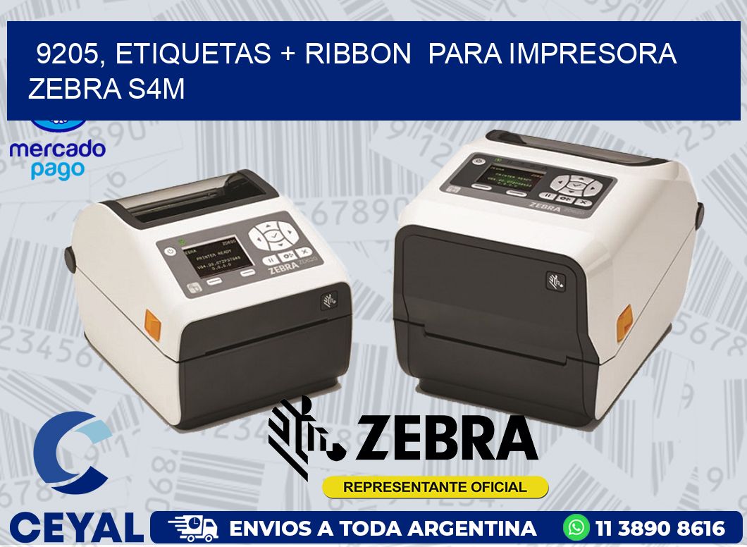 9205, etiquetas + ribbon  para impresora zebra S4M