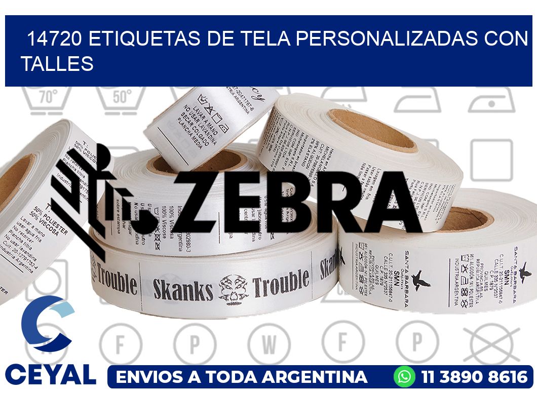 14720 ETIQUETAS DE TELA PERSONALIZADAS CON TALLES