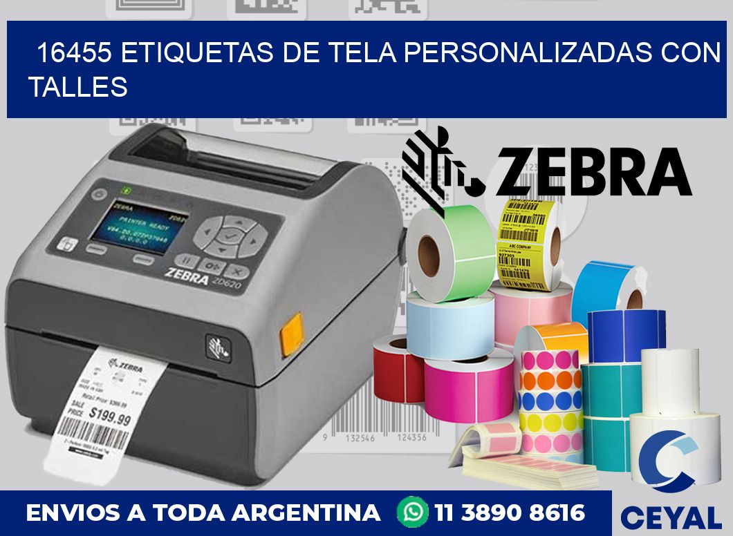 16455 ETIQUETAS DE TELA PERSONALIZADAS CON TALLES