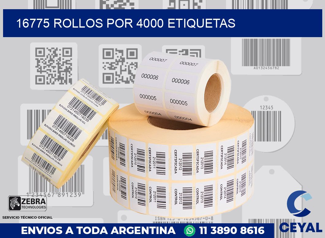 16775 Rollos por 4000 etiquetas