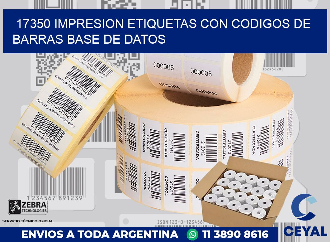 17350 IMPRESION ETIQUETAS CON CODIGOS DE BARRAS BASE DE DATOS
