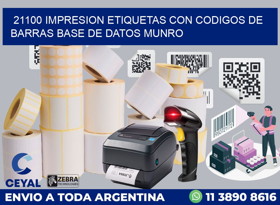 21100 IMPRESION ETIQUETAS CON CODIGOS DE BARRAS BASE DE DATOS MUNRO