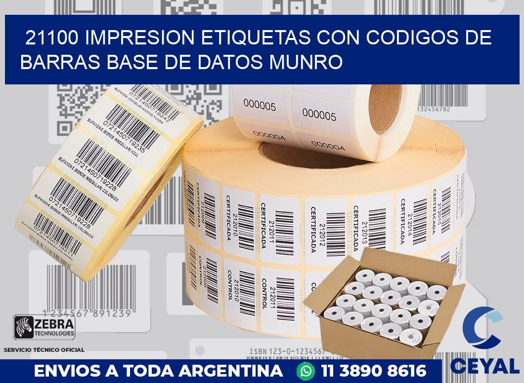 21100 IMPRESION ETIQUETAS CON CODIGOS DE BARRAS BASE DE DATOS MUNRO
