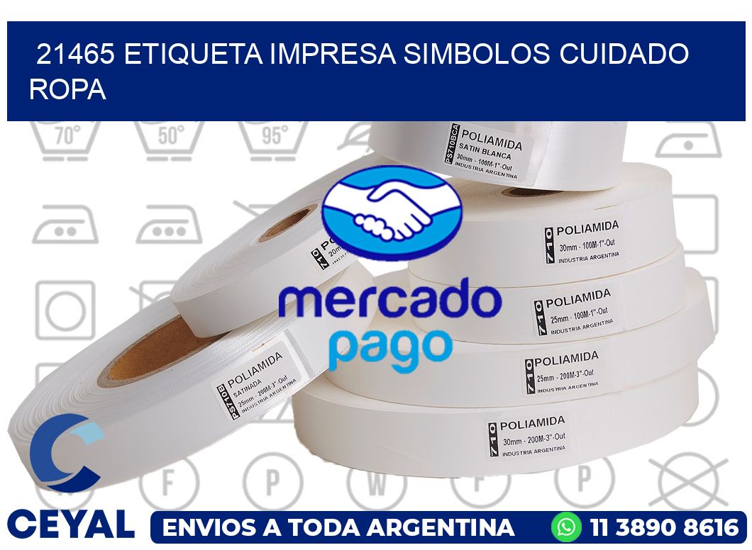 21465 ETIQUETA IMPRESA SIMBOLOS CUIDADO ROPA