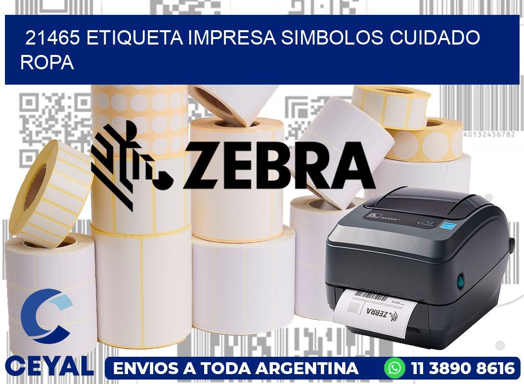21465 ETIQUETA IMPRESA SIMBOLOS CUIDADO ROPA