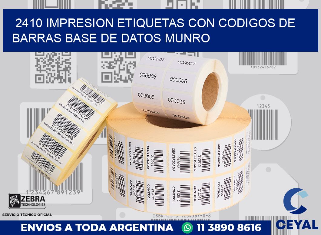 2410 IMPRESION ETIQUETAS CON CODIGOS DE BARRAS BASE DE DATOS MUNRO