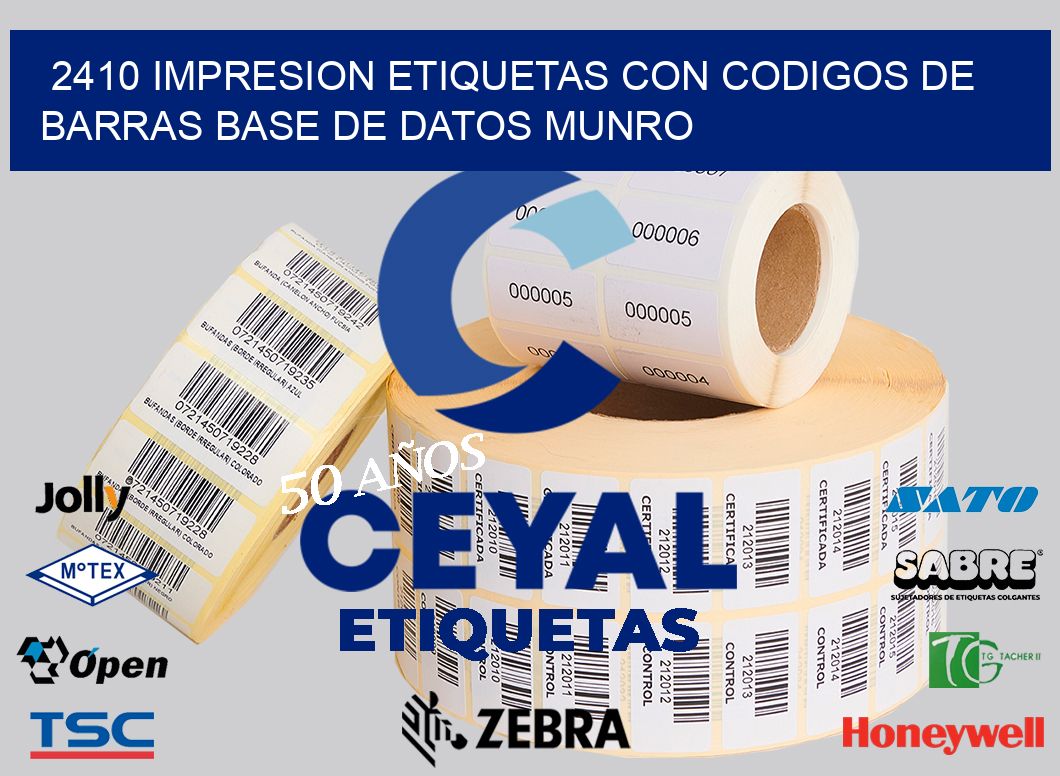 2410 IMPRESION ETIQUETAS CON CODIGOS DE BARRAS BASE DE DATOS MUNRO