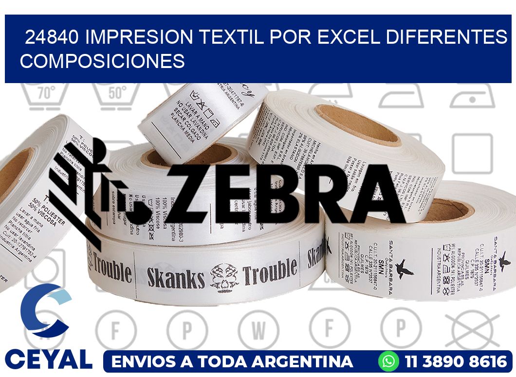 24840 IMPRESION TEXTIL POR EXCEL DIFERENTES COMPOSICIONES