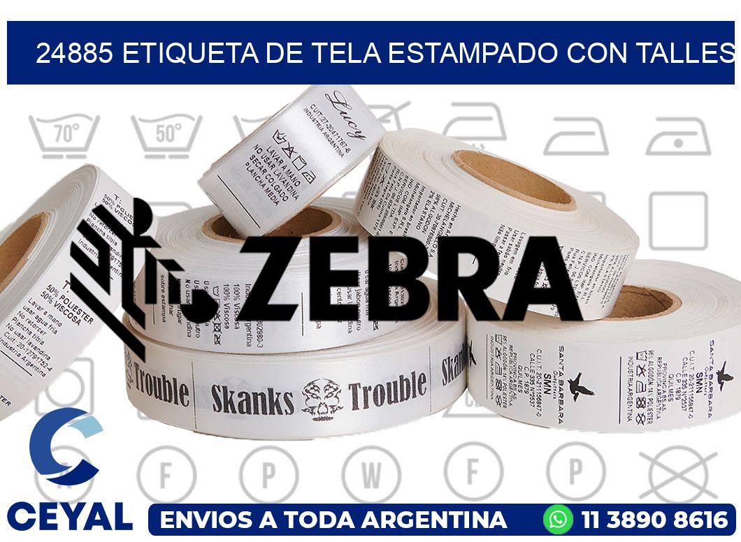 24885 ETIQUETA DE TELA ESTAMPADO CON TALLES