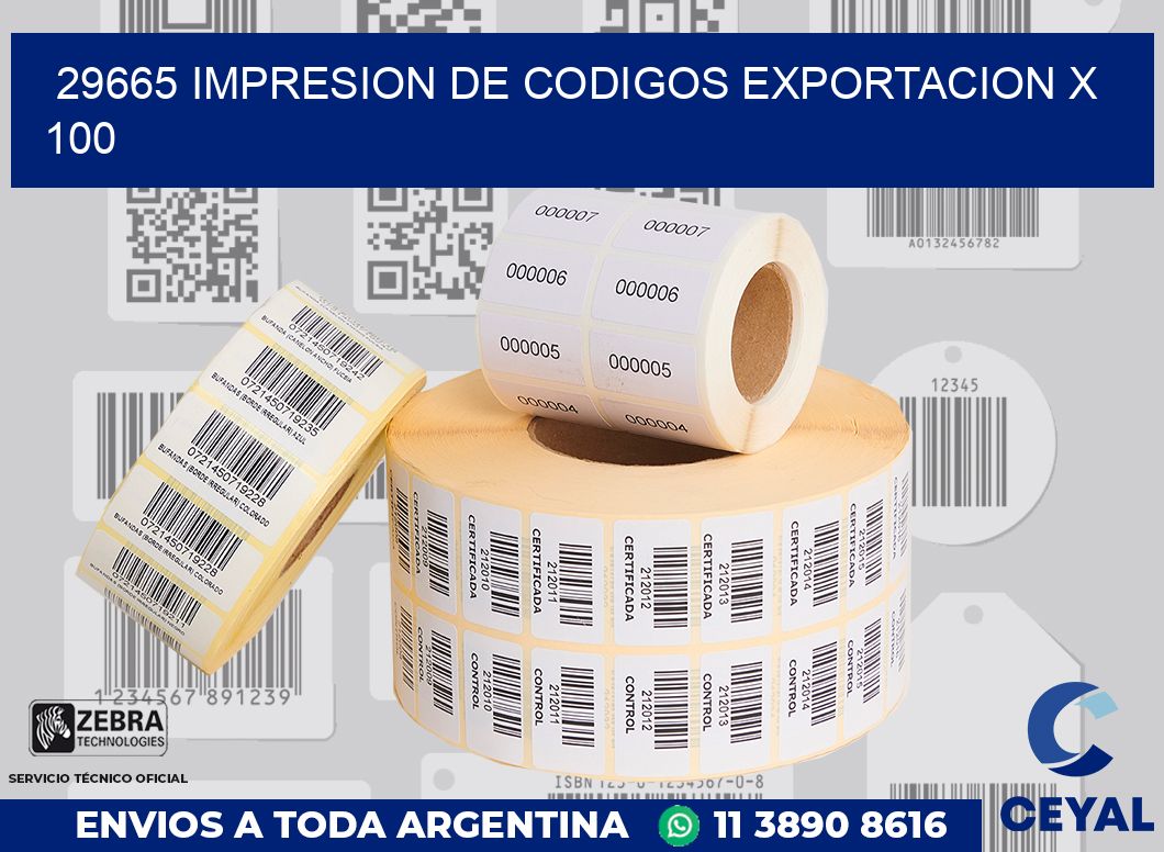 29665 impresion de codigos exportacion x 100