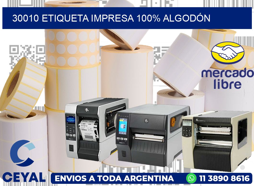 30010 ETIQUETA IMPRESA 100% ALGODÓN