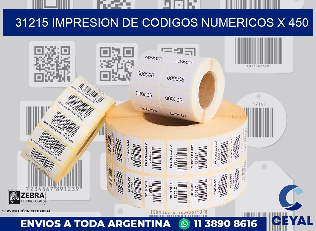 31215 impresion de codigos numericos x 450