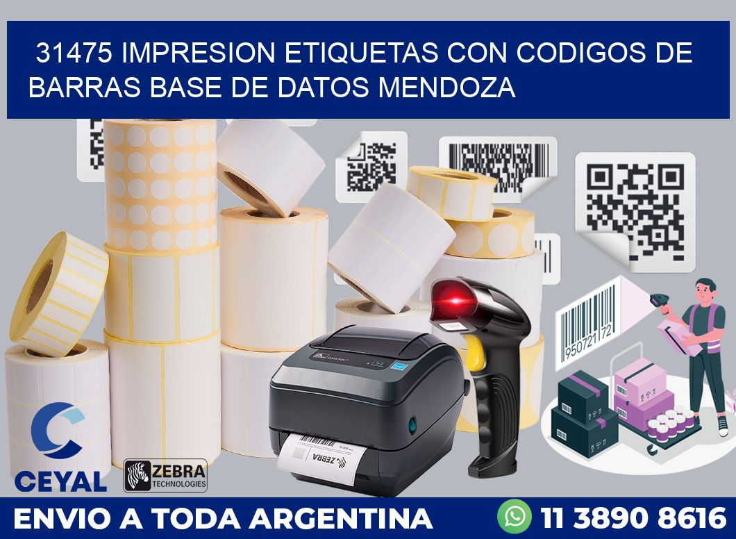 31475 IMPRESION ETIQUETAS CON CODIGOS DE BARRAS BASE DE DATOS MENDOZA