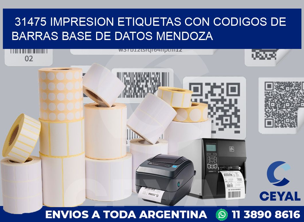 31475 IMPRESION ETIQUETAS CON CODIGOS DE BARRAS BASE DE DATOS MENDOZA