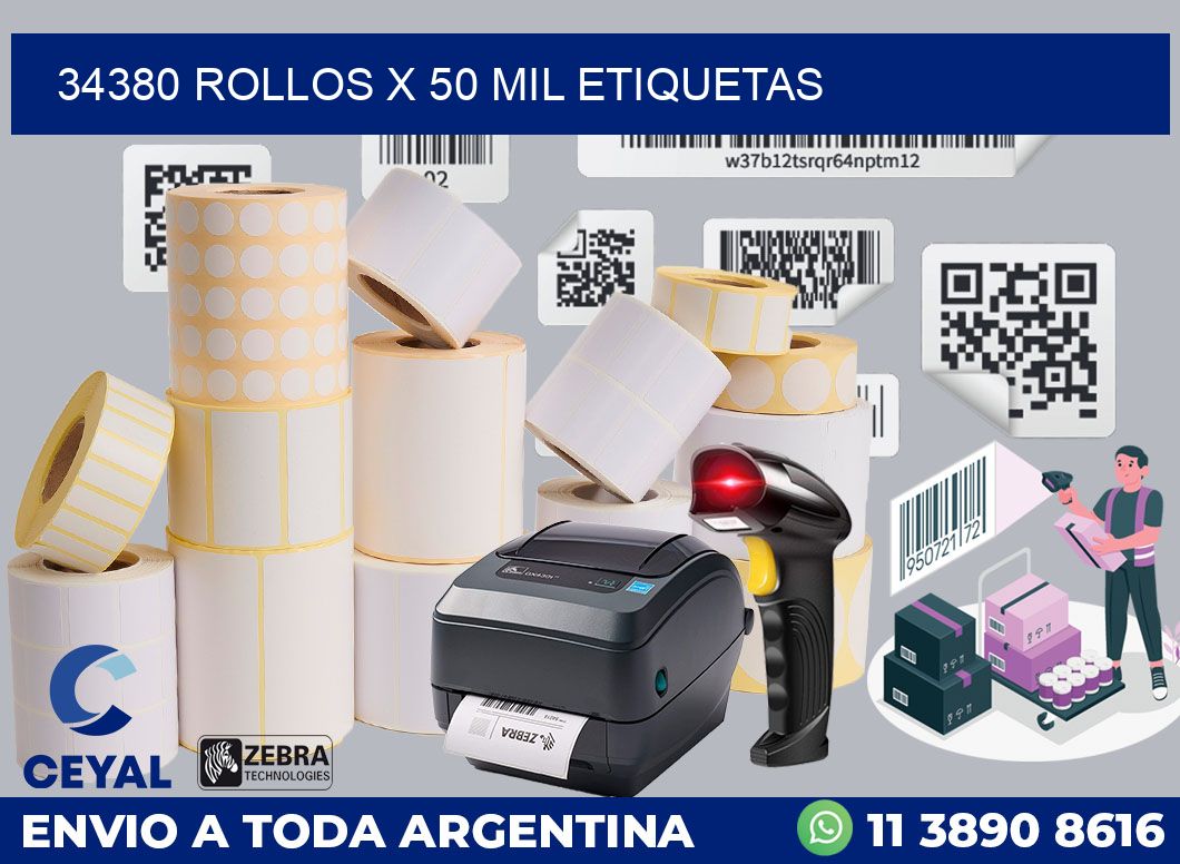 34380 Rollos x 50 mil etiquetas
