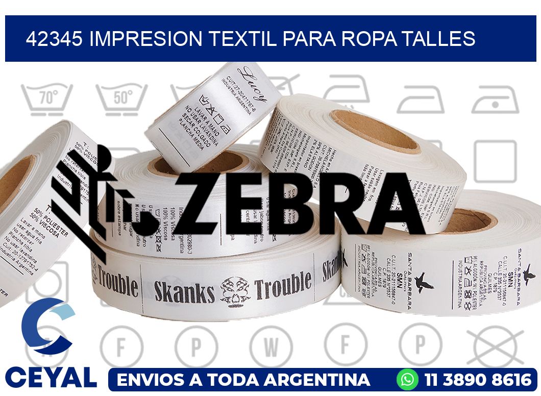 42345 IMPRESION TEXTIL PARA ROPA TALLES