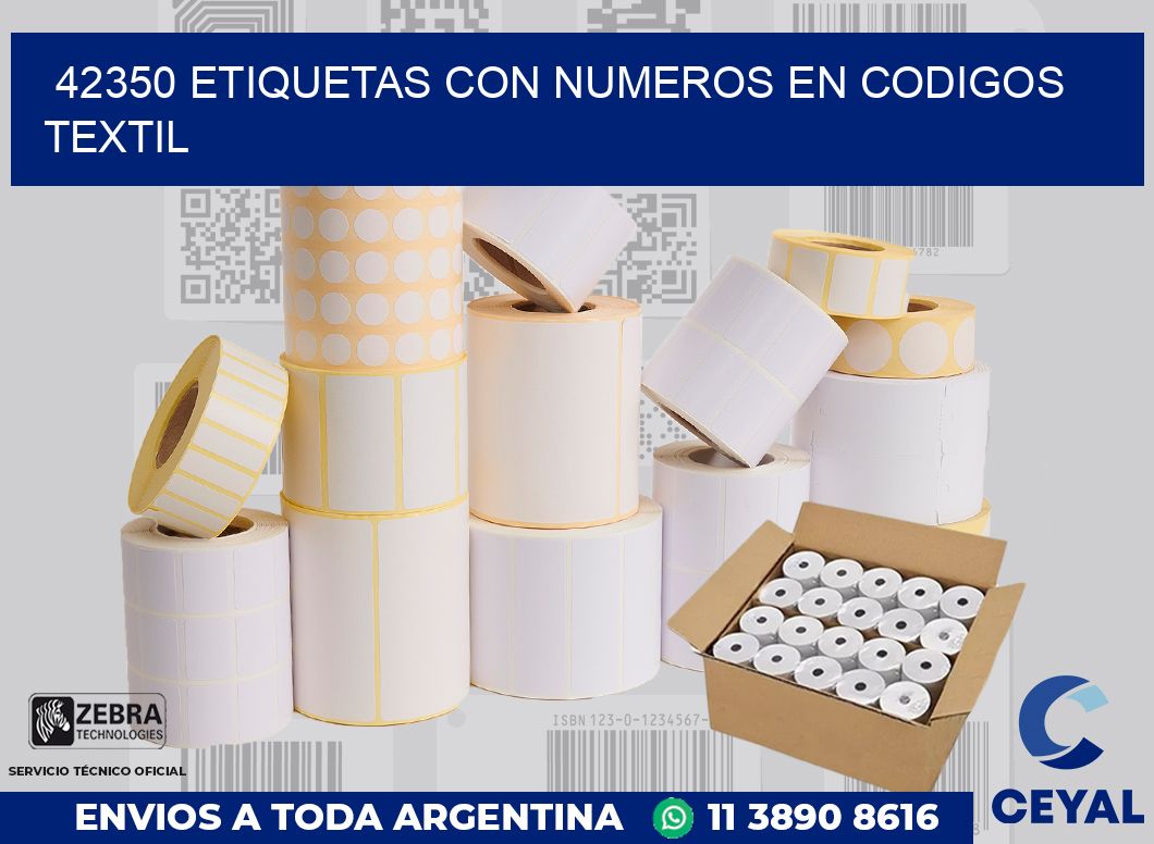 42350 ETIQUETAS CON NUMEROS EN CODIGOS TEXTIL