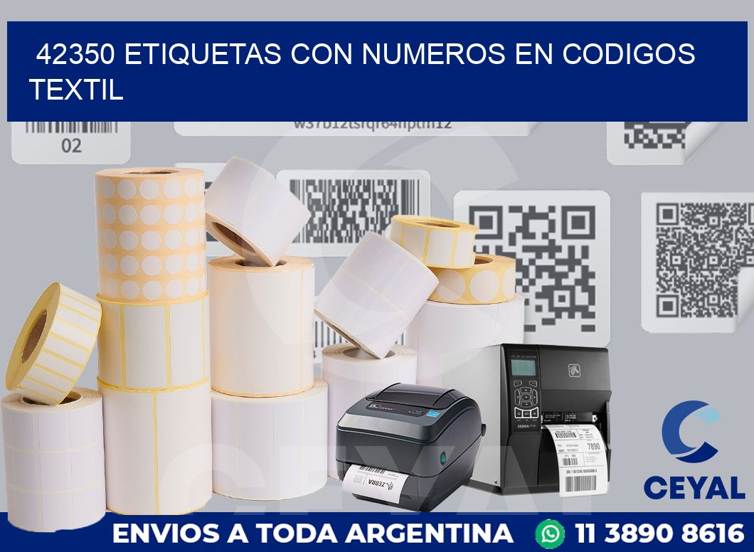 42350 ETIQUETAS CON NUMEROS EN CODIGOS TEXTIL