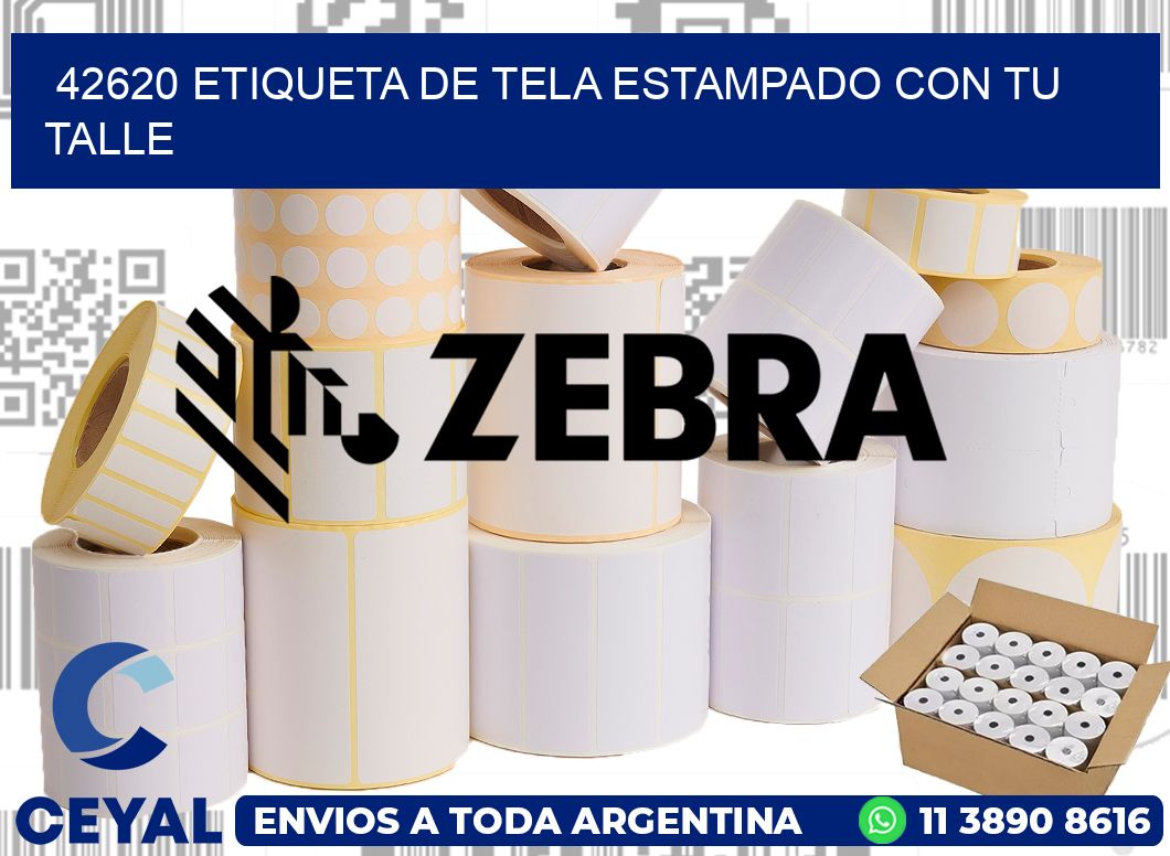 42620 ETIQUETA DE TELA ESTAMPADO CON TU TALLE