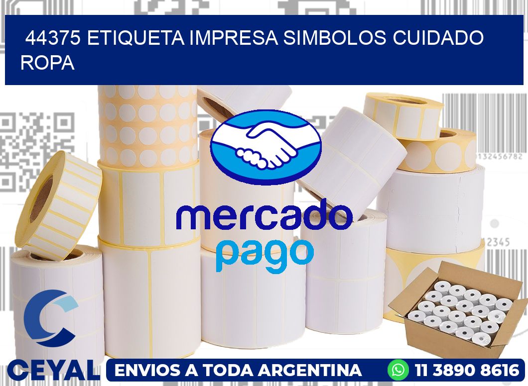 44375 ETIQUETA IMPRESA SIMBOLOS CUIDADO ROPA