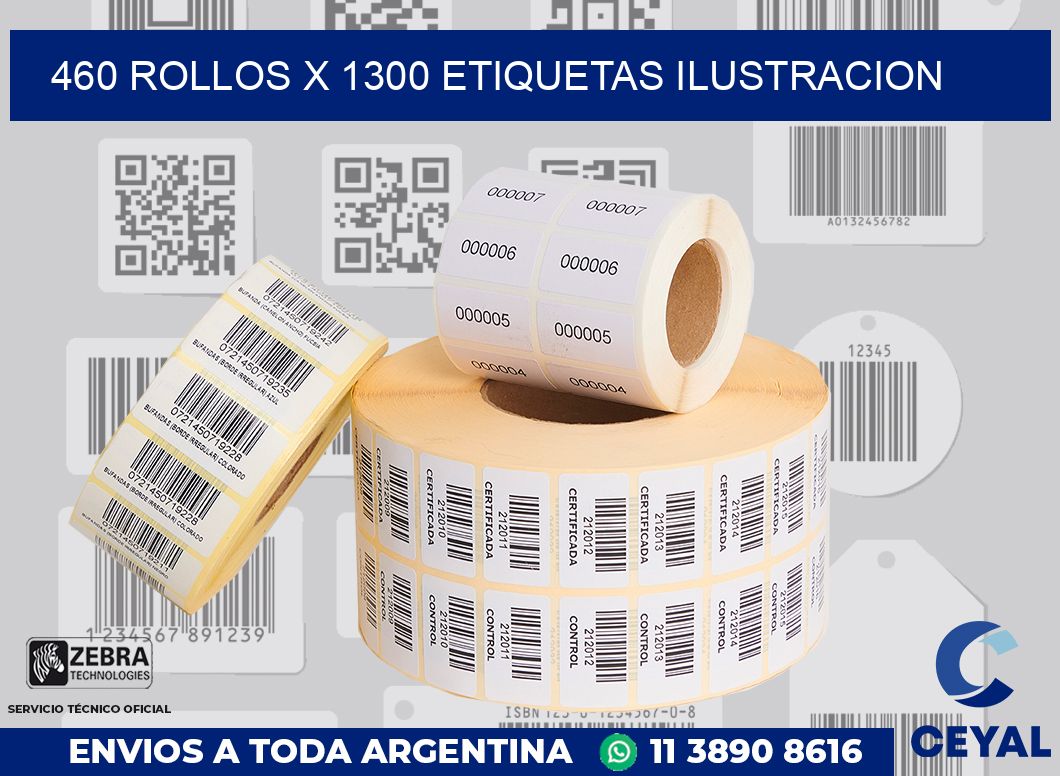 460 Rollos x 1300 etiquetas ilustracion