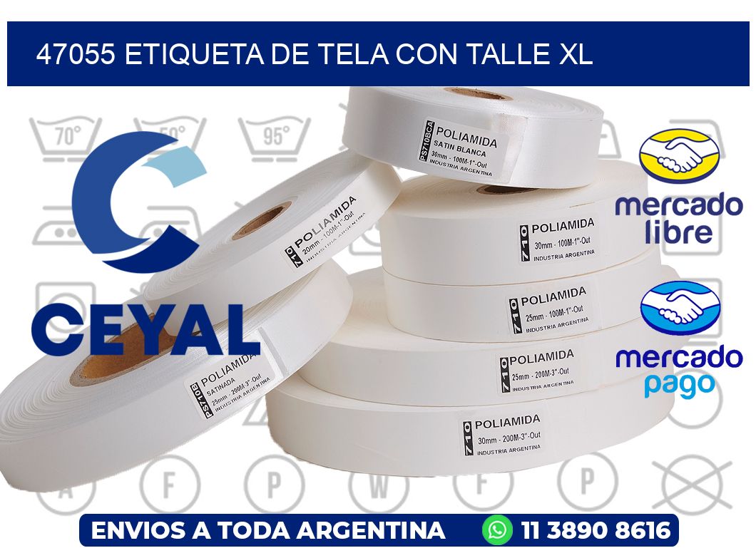 47055 ETIQUETA DE TELA CON TALLE XL