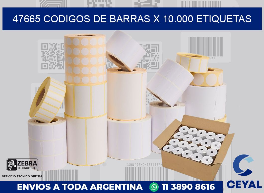 47665 codigos de barras x 10.000 etiquetas