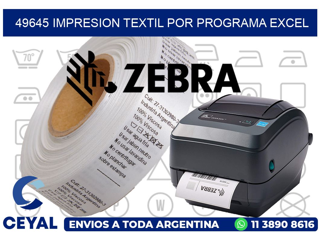 49645 IMPRESION TEXTIL POR PROGRAMA EXCEL