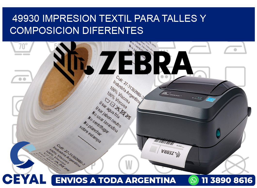 49930 IMPRESION TEXTIL PARA TALLES Y COMPOSICION DIFERENTES