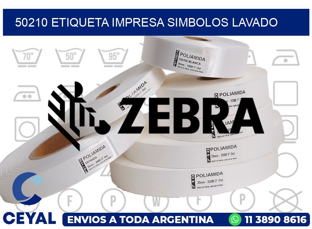 50210 ETIQUETA IMPRESA SIMBOLOS LAVADO