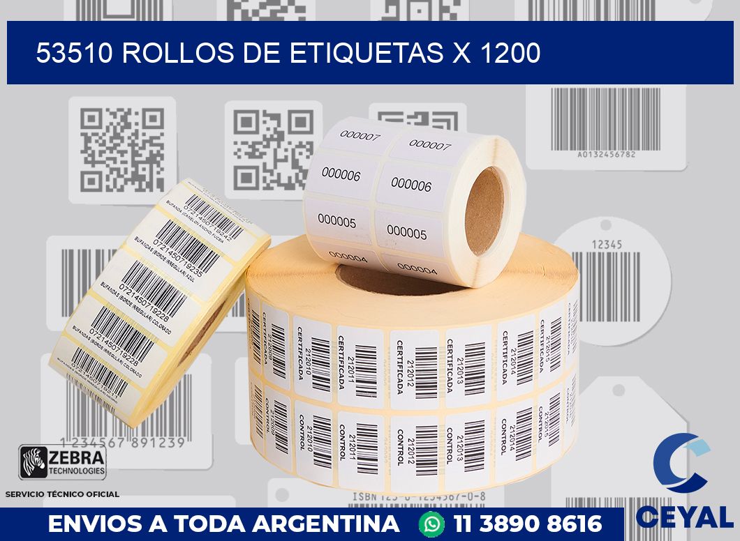 53510 rollos de etiquetas x 1200