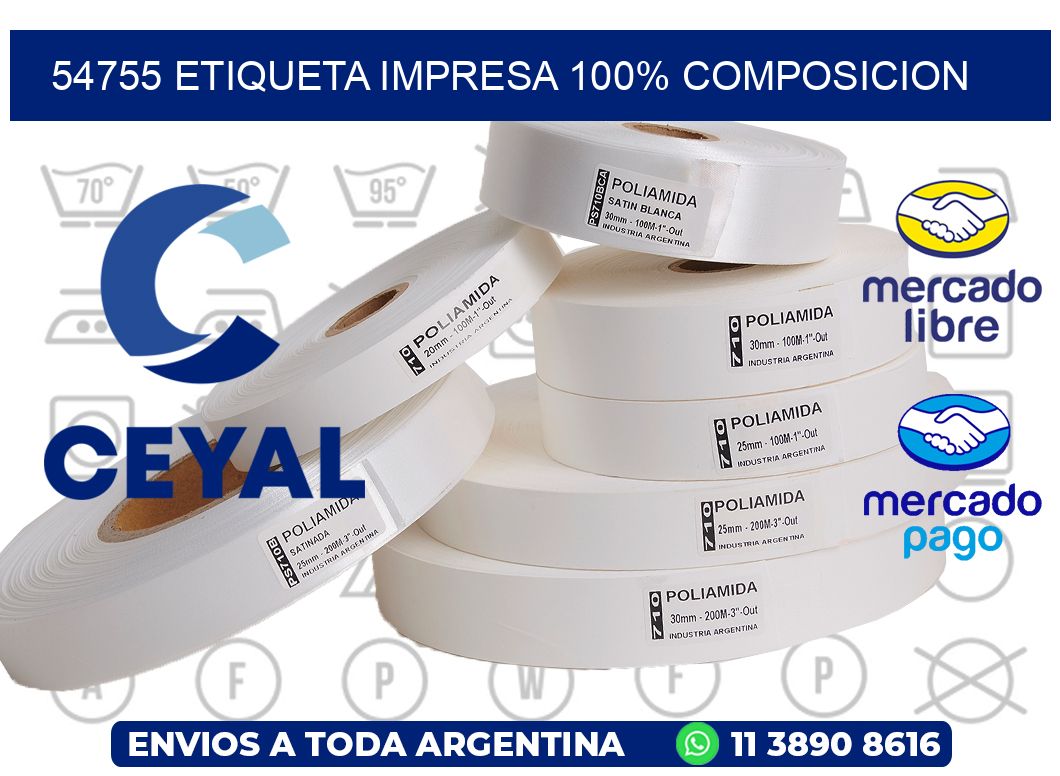 54755 ETIQUETA IMPRESA 100% COMPOSICION