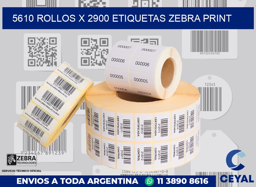 5610 Rollos x 2900 etiquetas zebra print