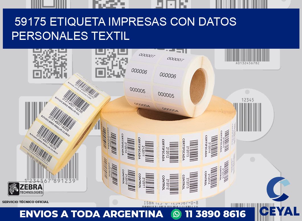 59175 ETIQUETA IMPRESAS CON DATOS PERSONALES TEXTIL