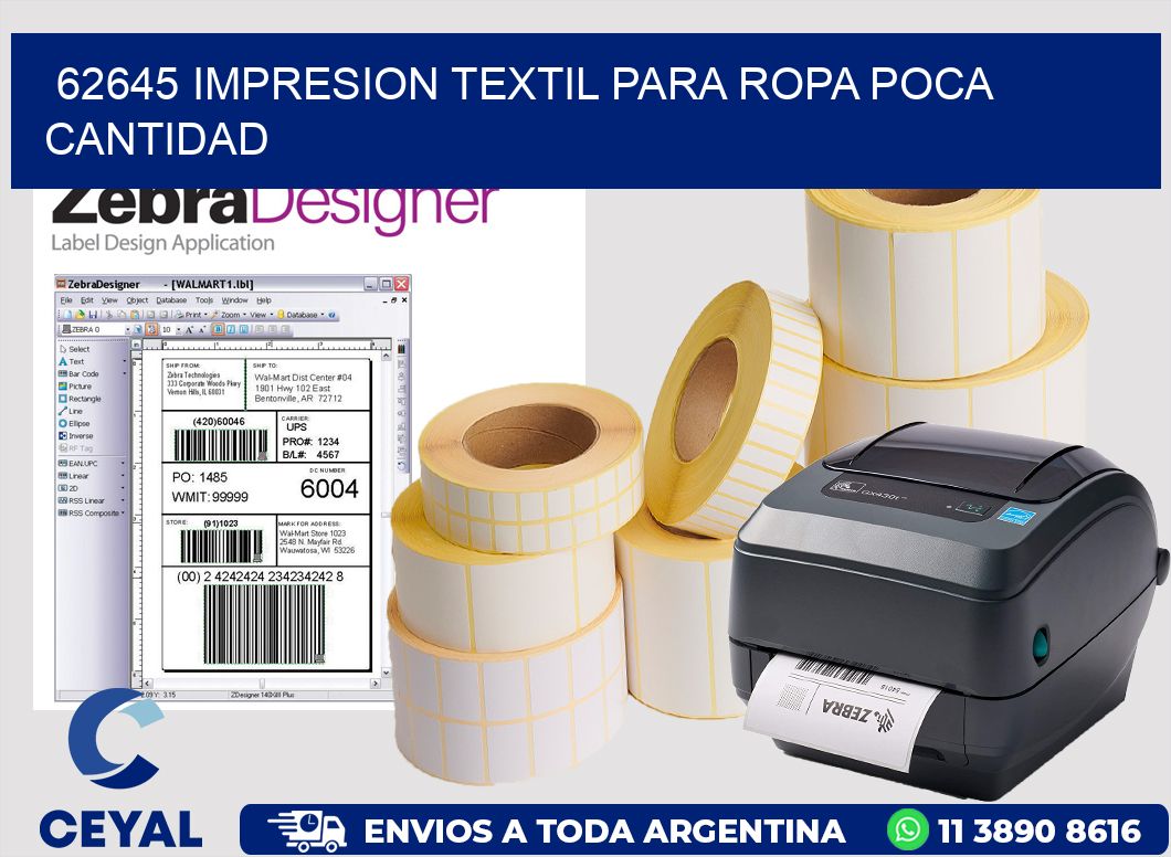 62645 IMPRESION TEXTIL PARA ROPA POCA CANTIDAD