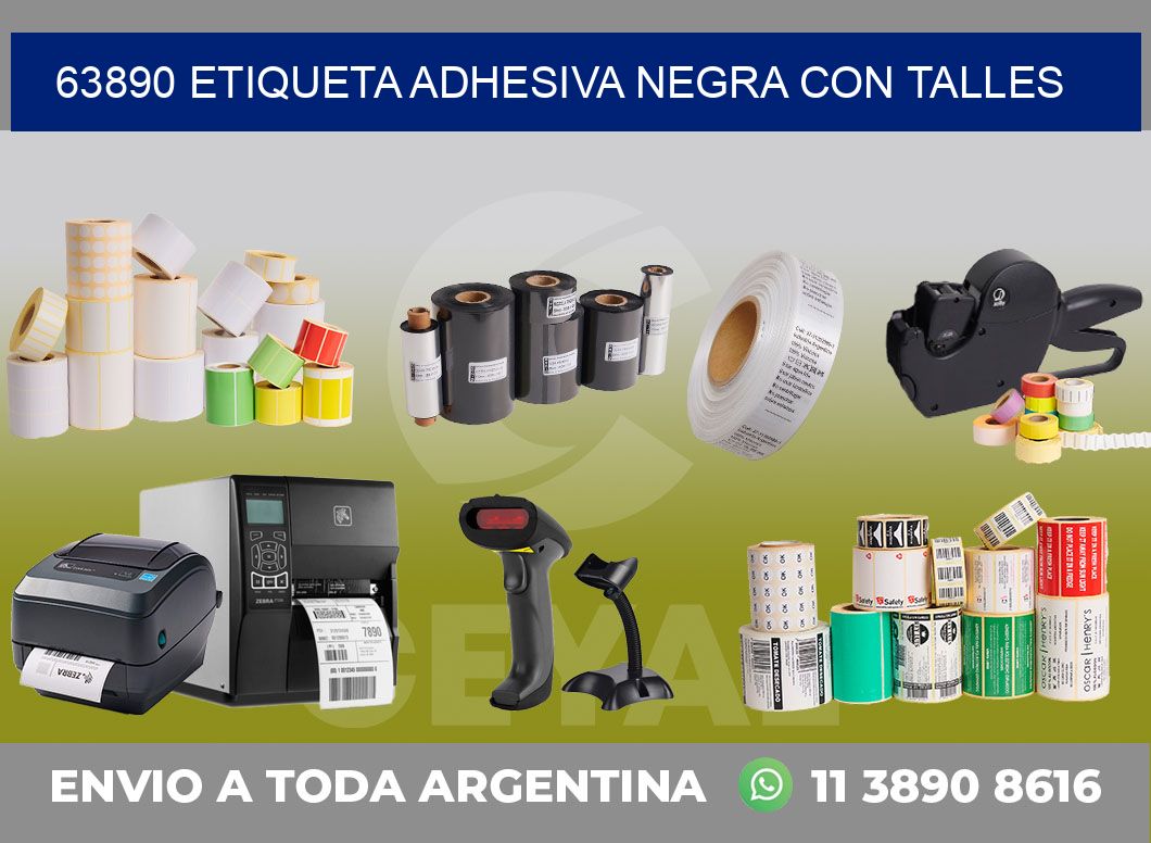 63890 ETIQUETA ADHESIVA NEGRA CON TALLES