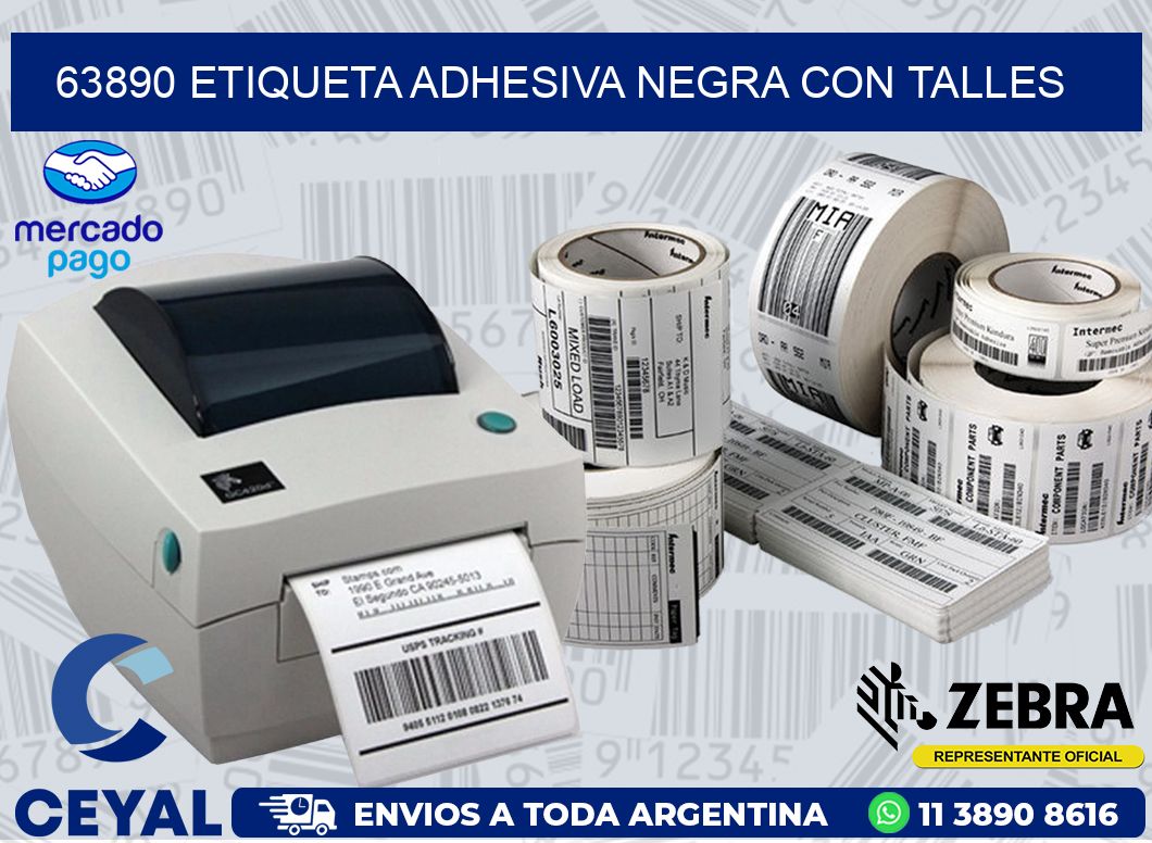 63890 ETIQUETA ADHESIVA NEGRA CON TALLES