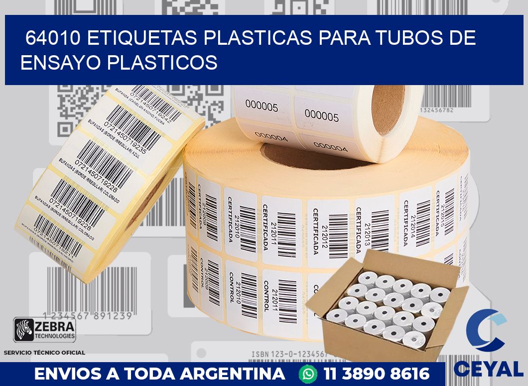 64010 ETIQUETAS PLASTICAS PARA TUBOS DE ENSAYO PLASTICOS