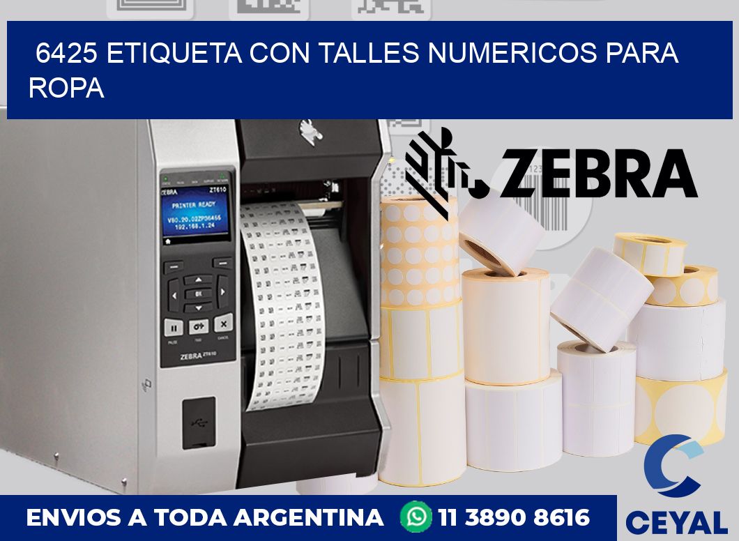 6425 ETIQUETA CON TALLES NUMERICOS PARA ROPA