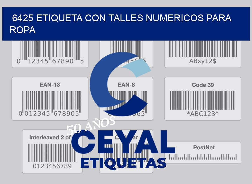 6425 ETIQUETA CON TALLES NUMERICOS PARA ROPA